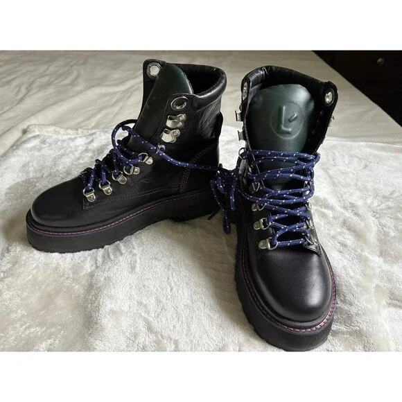 Larroudé Jordan Black Forest Moto Combat Leather Platform Hiker Boot Grunge Punk - Picture 6 of 8